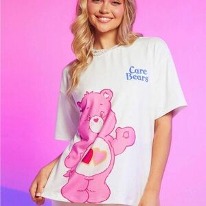 Care Bears Love-a-lot White and Pink Graphic T-Shirt